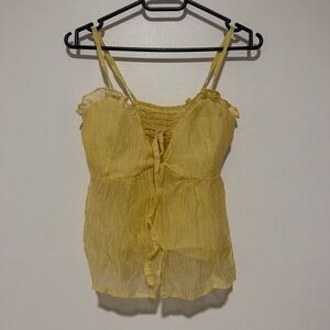 Yellow Ruffle-Trim Camisole Top - Women